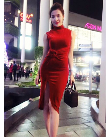 Đầm Nhung Xẻ Lai Sang Trọng - 67