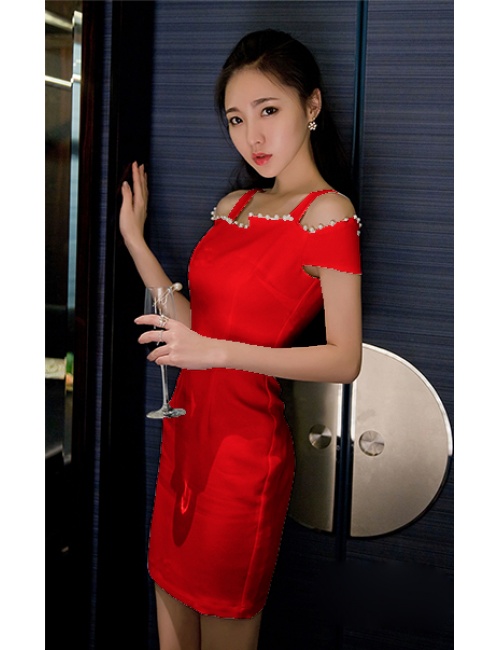 Đầm Cổ Ngang Đính Ngọc Trai Sang Trọng - K175