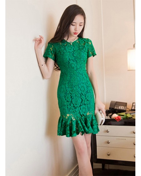 Đầm Ren Tay Ngắn Dún Lai - 86
