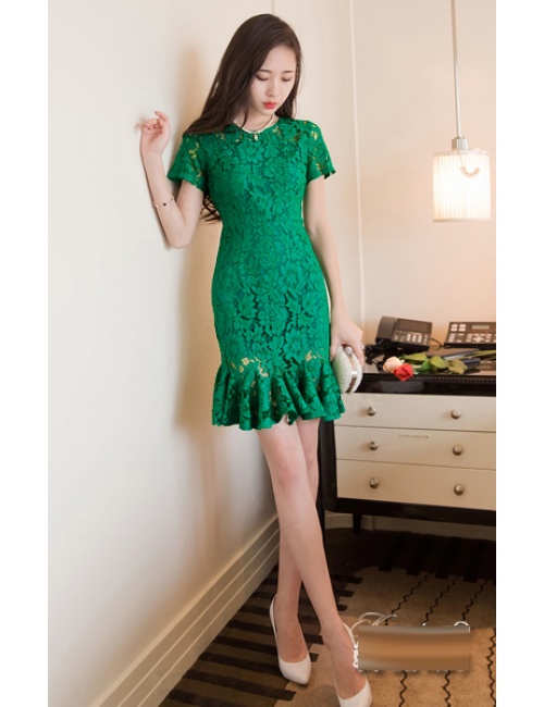Đầm Ren Tay Ngắn Dún Lai - 86