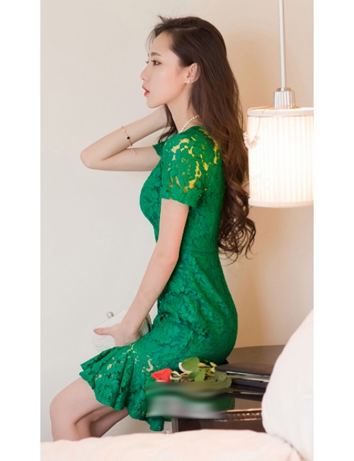 Đầm Ren Tay Ngắn Dún Lai - 86