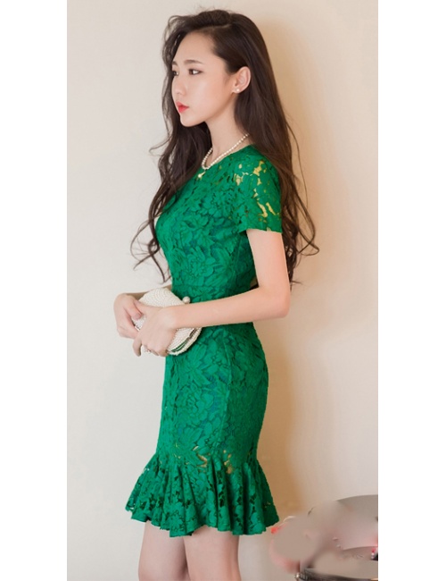 Đầm Ren Tay Ngắn Dún Lai - 86