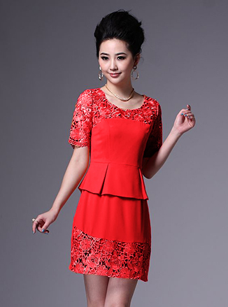 Đầm Eo Dún 1 Tầng Phối Ren Lai Và Tay - 1860