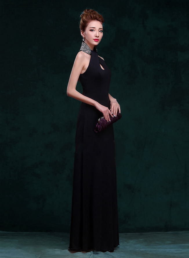 Đầm Dạ Hội Cổ Kết Cườm Sang Trọng - 2084 (2084) chụp thực tế - Thời Trang Minh Ngọc