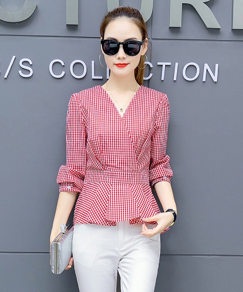 Áo Peplum Tay Dài - A6002 (A6002) chụp thực tế - Thời Trang Minh Ngọc