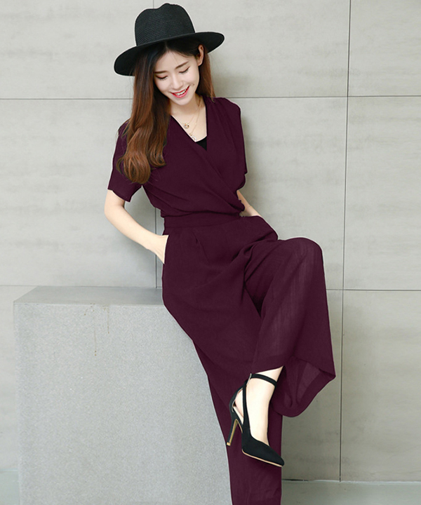 Jumpsuit Cổ Chéo Sang Trọng - Js5000 (JS5000) chụp thực tế - Thời Trang Minh Ngọc