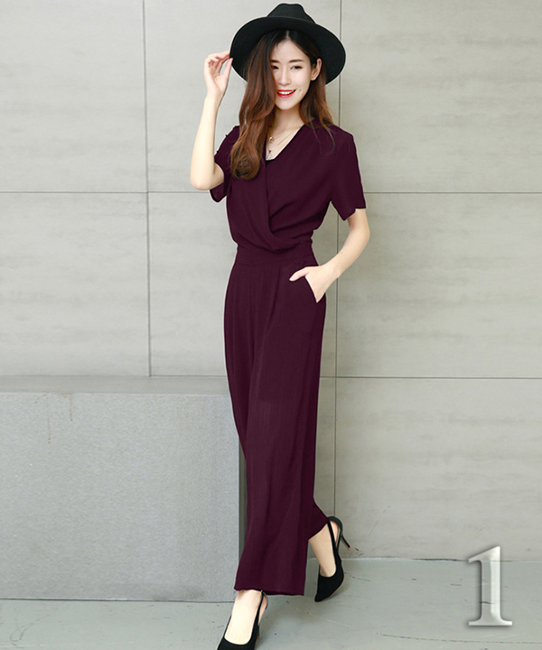 Jumpsuit Cổ Chéo Sang Trọng - Js5000 (JS5000) chụp thực tế - Thời Trang Minh Ngọc