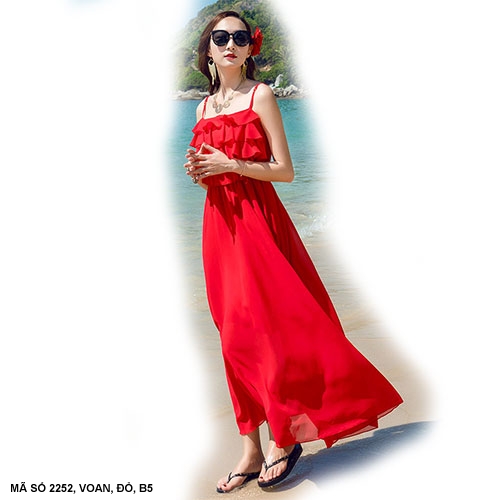 Đầm Maxi 2 Dây 4 Tầng - 2252 (2252) chụp thực tế - Thời Trang Minh Ngọc