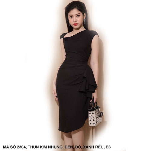 Đầm Sát Nách Cổ Xéo Lai Xéo - 2304 (2304) chụp thực tế - Thời Trang Minh Ngọc