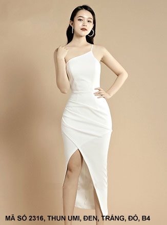 Đầm Một Dây Lai Xẻ Đùi - 2316 (2316) chụp thực tế - Thời Trang Minh Ngọc
