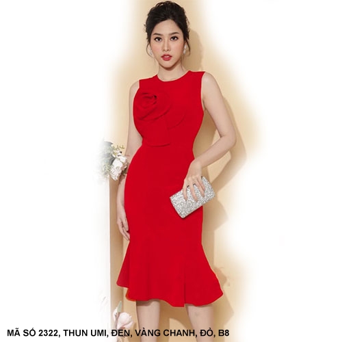 Đầm Đính Hoa Hồng Lớn Trước Ngực - 2322