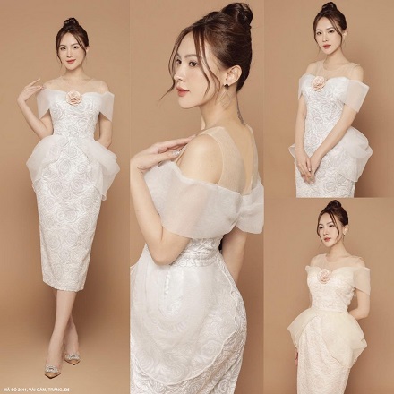 Đầm Ôm Dạ Hội Phối Lưới Đính Hoa Hồng Sang Trọng - 2611 (2611) chụp thực tế - Thời Trang Minh Ngọc