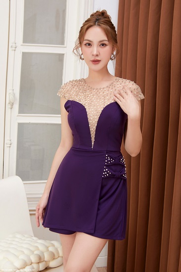 Đầm Ngắn Phối Lưới Xinh Xắn - 2659 (2659) chụp thực tế - Thời Trang Minh Ngọc