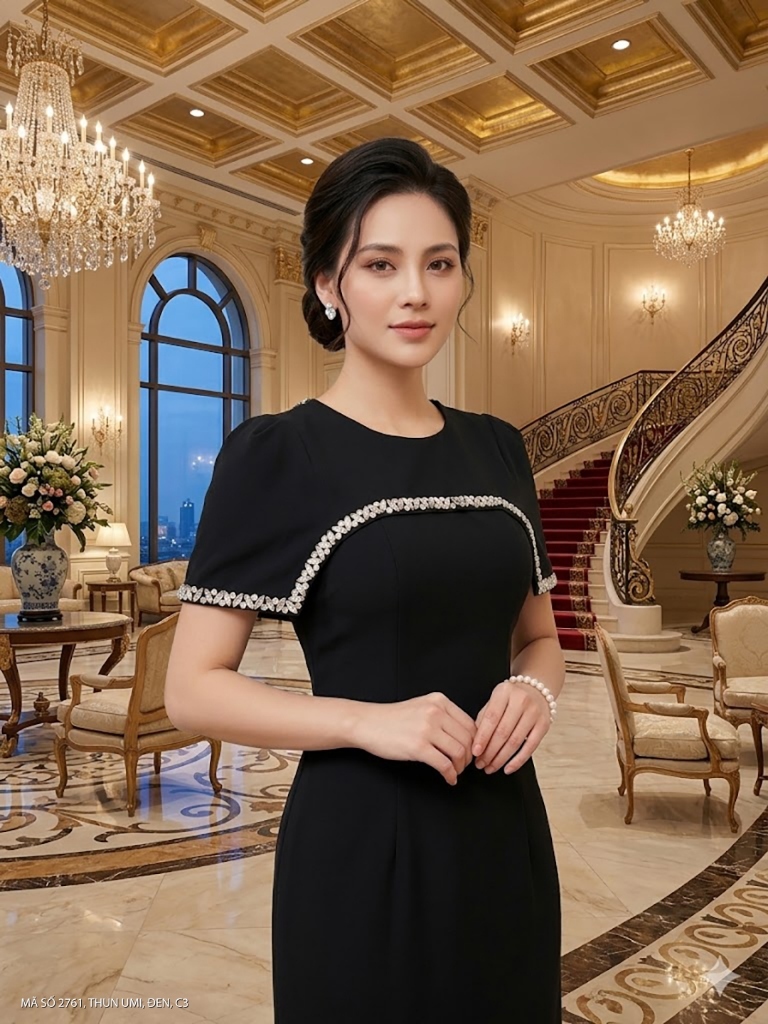 Đầm Bút Chì Kết Hạt Sang Trọng - 2761 (2761) chụp thực tế - Thời Trang Minh Ngọc