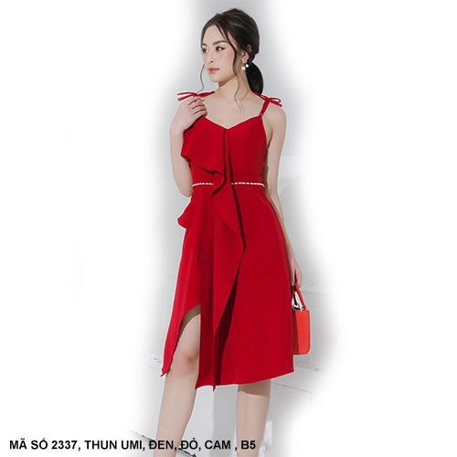 Đầm Xòe 2 Dây Thắt Nơ Vai - 2337 (2337) chụp thực tế - Thời Trang Minh Ngọc