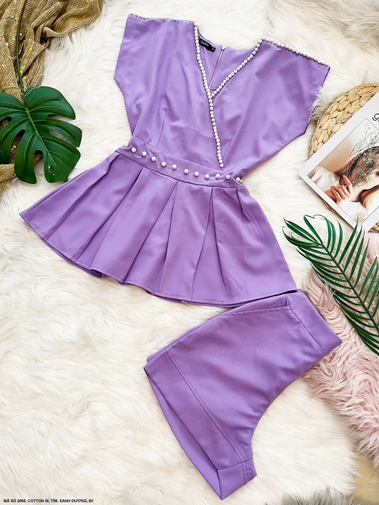 Bộ Sọt Xòe Đính Ngọc Trai - 2565 (2565) chụp thực tế - Thời Trang Minh Ngọc