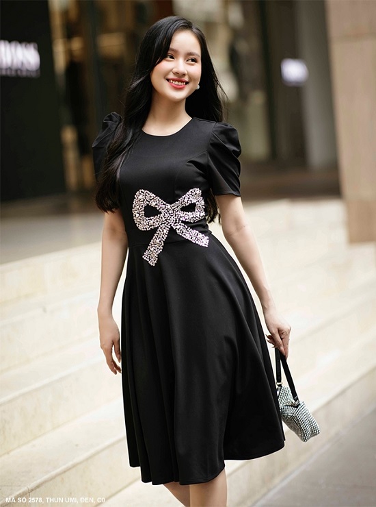 Đầm Xòe Dạo Phố Tay Dún Quyến Rũ - 2578 (2578) chụp thực tế - Thời Trang Minh Ngọc