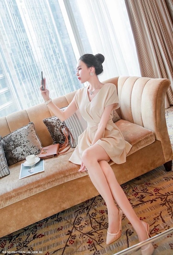 Đồ Bay Ngắn Cổ Tim Eo Thắt Nơ - 2581 (2581) chụp thực tế - Thời Trang Minh Ngọc