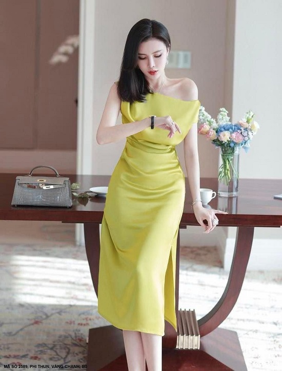 Đầm Suông Vai Rớt 1 Bên Quyến Rũ - 2589
