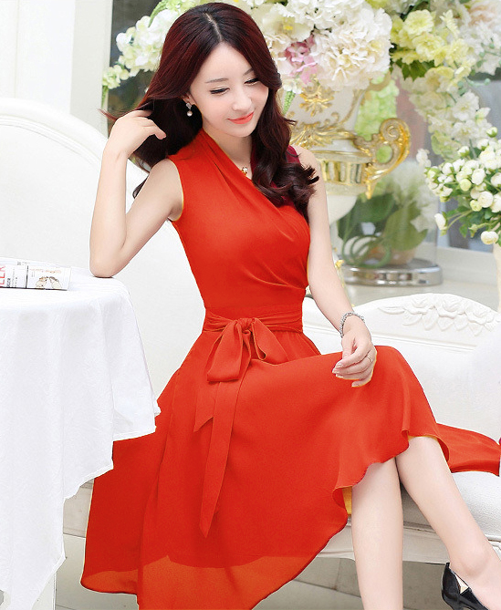 Đầm Cổ Chéo Thắt Nơ Eo Xinh Xắn - 38