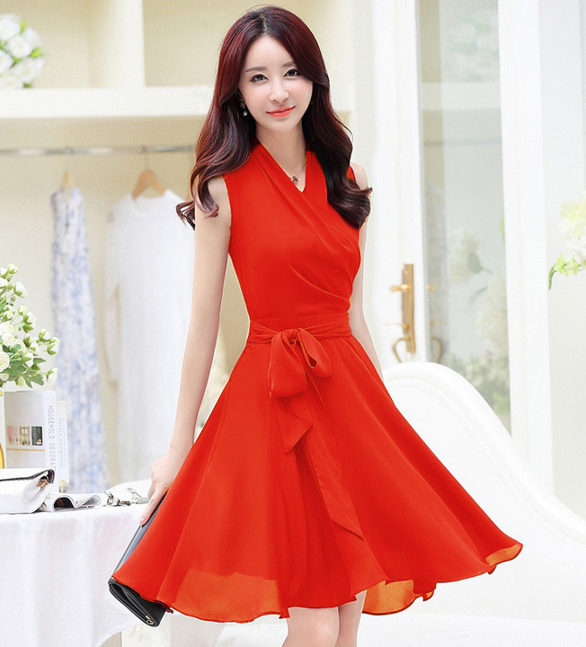 Đầm Cổ Chéo Thắt Nơ Eo Xinh Xắn - 38