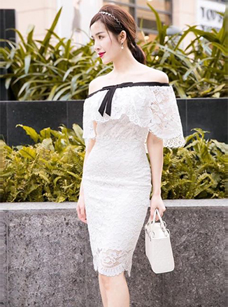 Đầm Nhún Cổ Phối Nơ - 52 (52) chụp thực tế - Thời Trang Minh Ngọc